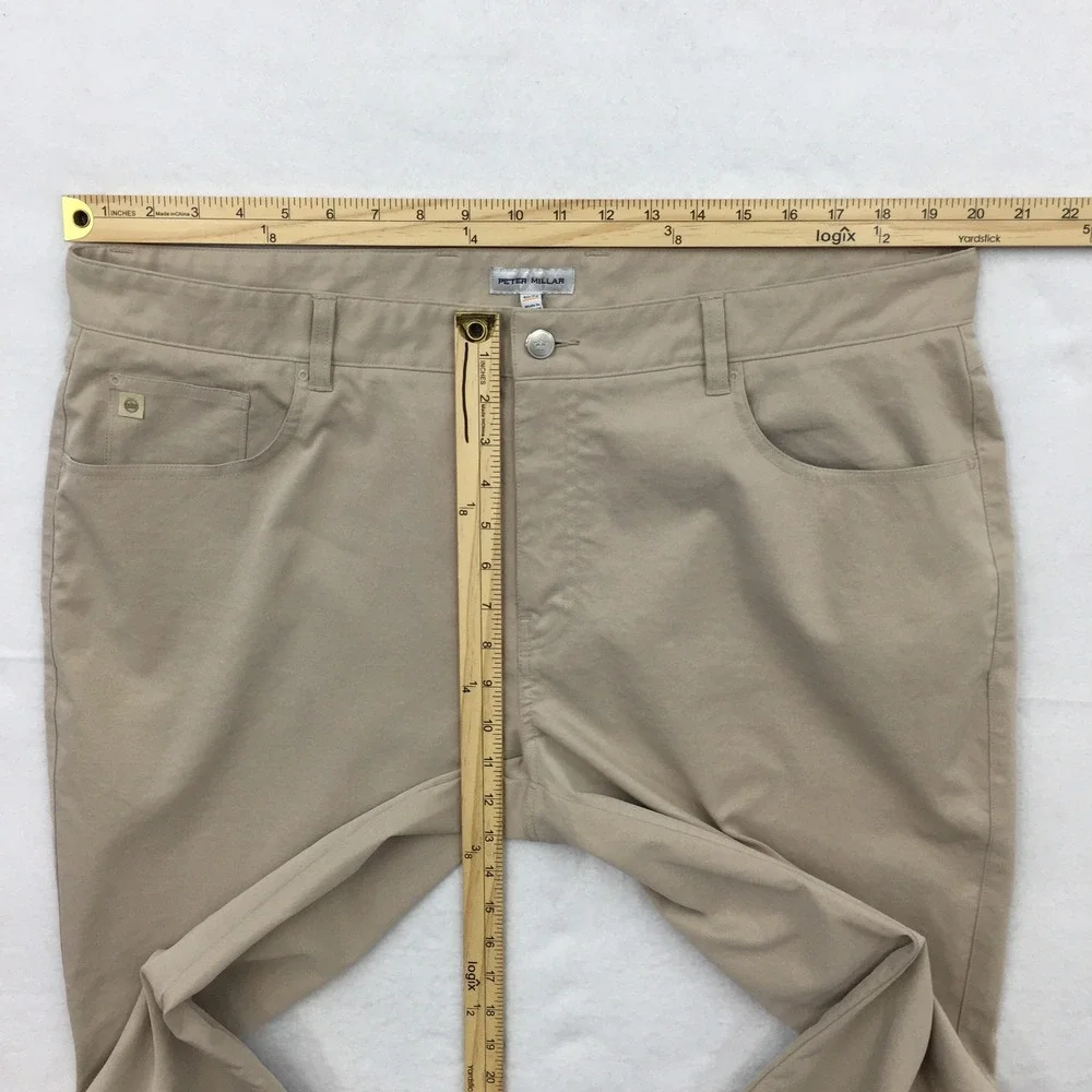 Peter Millar EB66 Performance Five Pocket Pants Khaki Tan Mens 40x32 Golf Pants